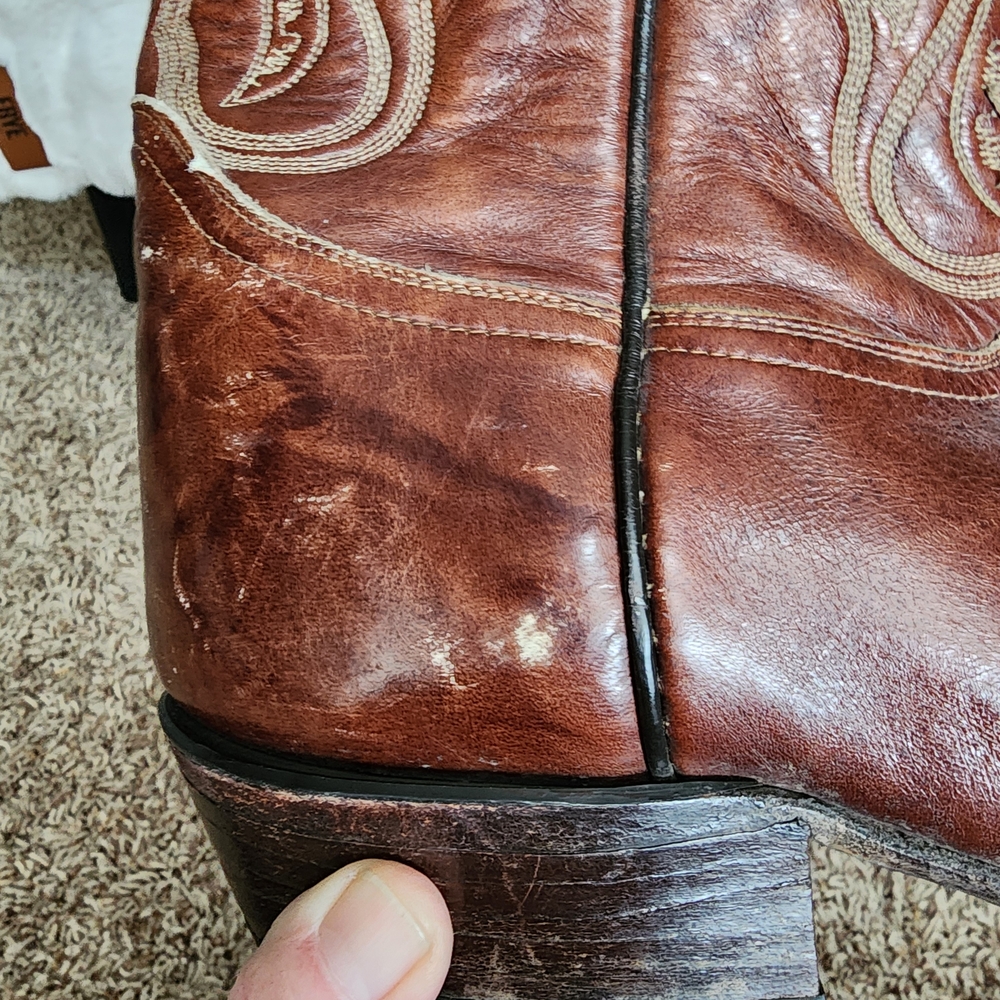 Tony Lama Rich Brown Western Boots - Picture 4 of 15